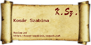 Kosár Szabina névjegykártya